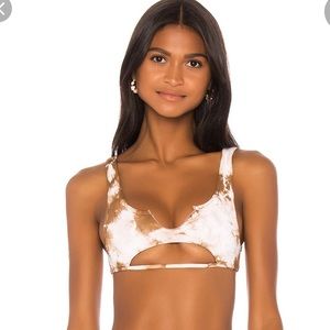 NWT FRANKIES BIKINIS BRIAR TOP IN BROWNIE TIE DYE